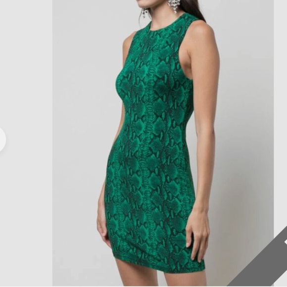 Alice + Olivia Delora Snake Emerald Mini Dress
